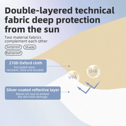 Technical fabric protection from the sun with 210D Oxford cloth and silver-coated reflective layer.