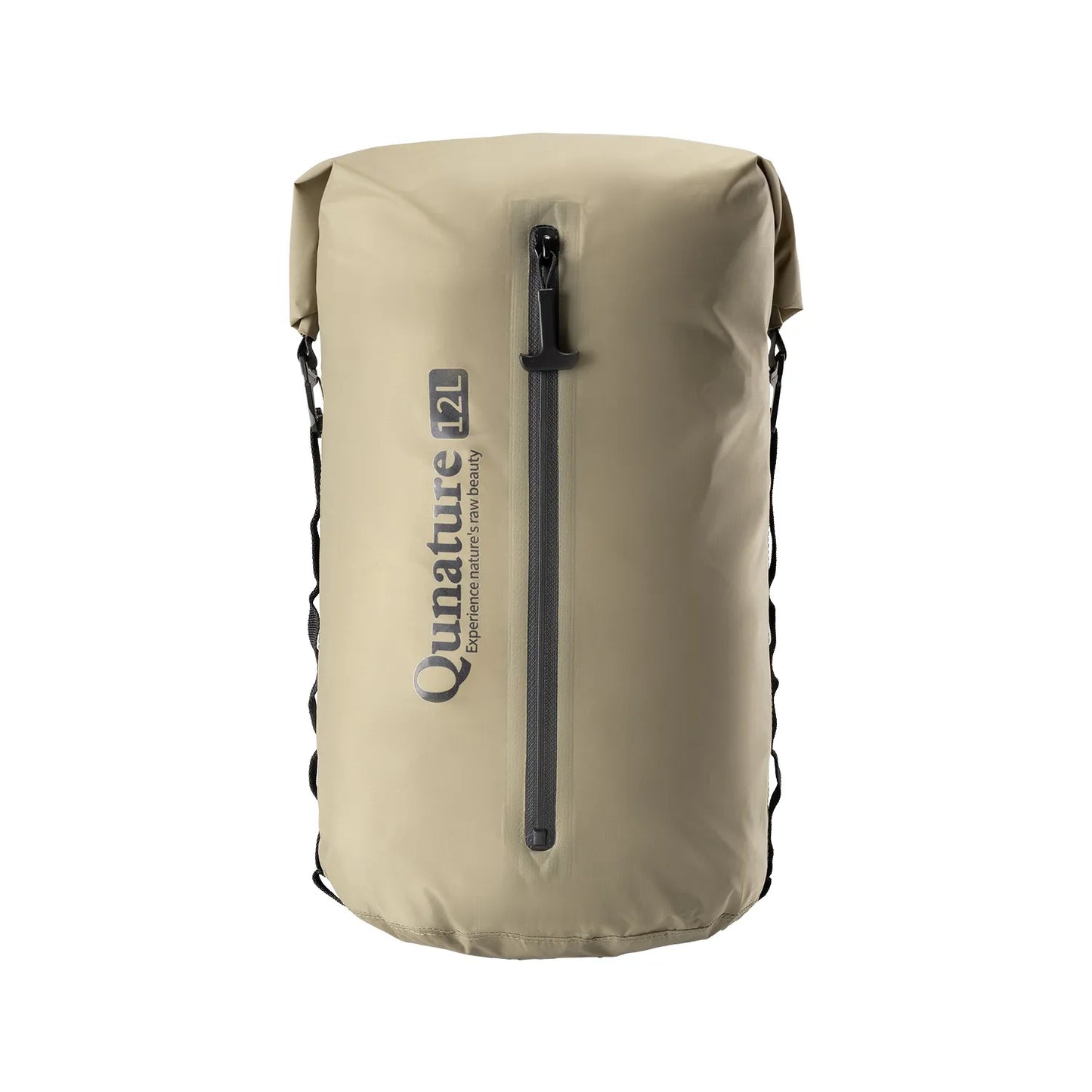 A khaki waterproof 12L large capacity compression bag for bikepacking
