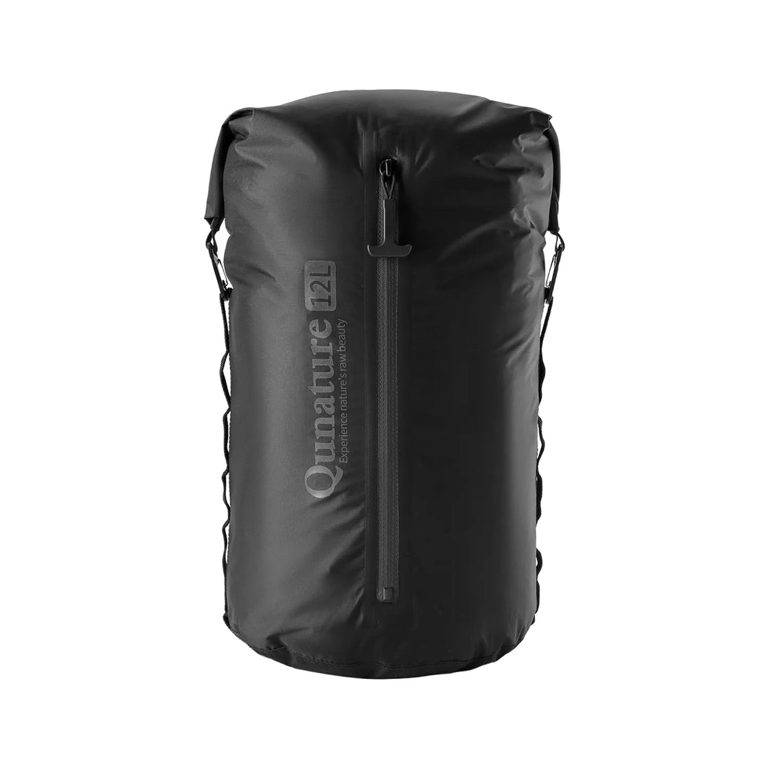 A black waterproof 12L large capacity compression bag for bikepacking