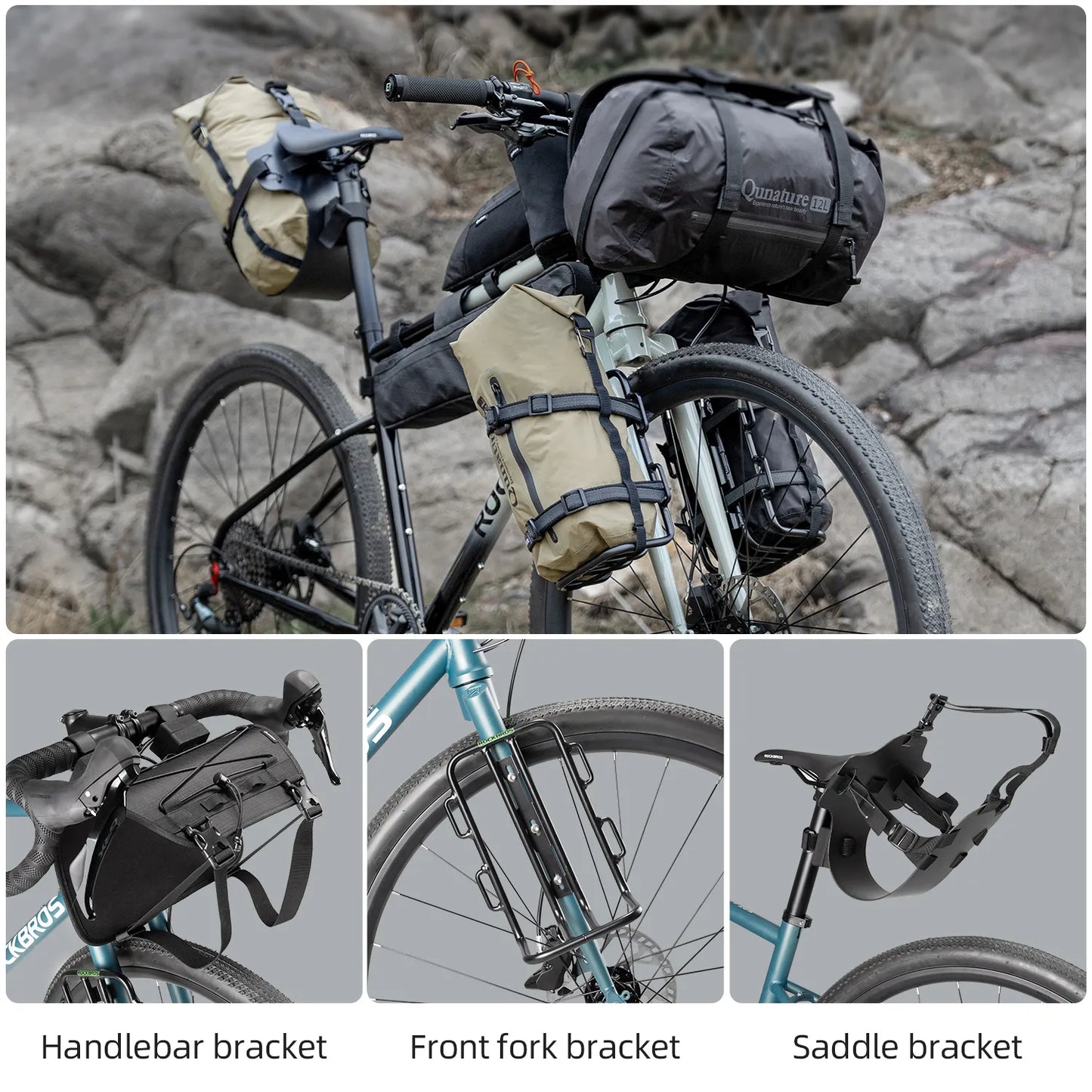The windproof and waterproof large-capacity compression bag can be tied to many places on the bicycle