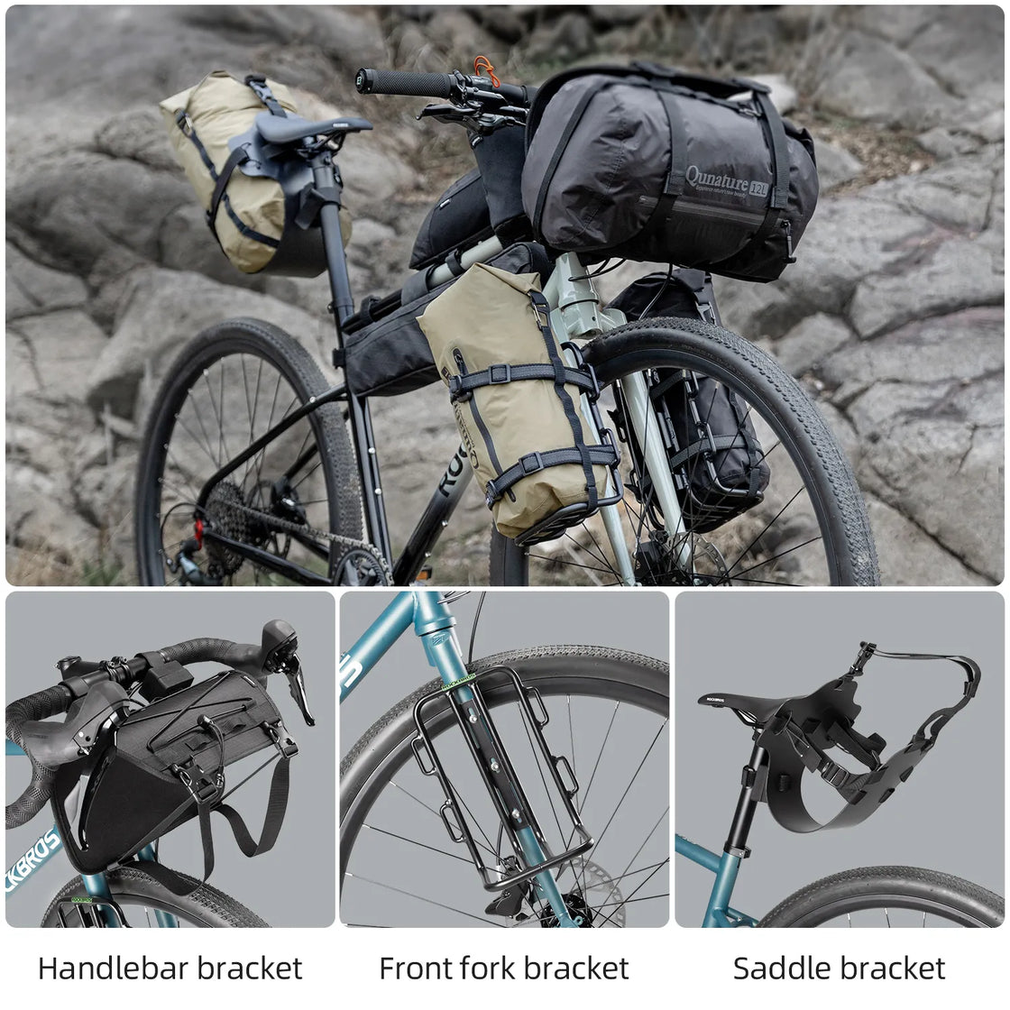The windproof and waterproof large-capacity compression bag can be tied to many places on the bicycle