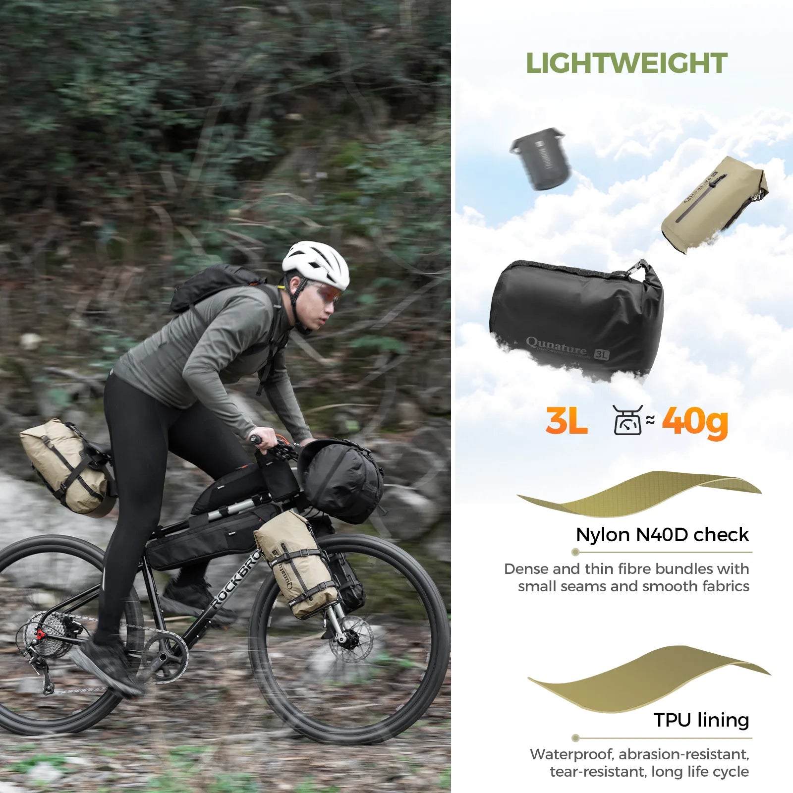 This waterproof compression bag is very lightweight only 40g