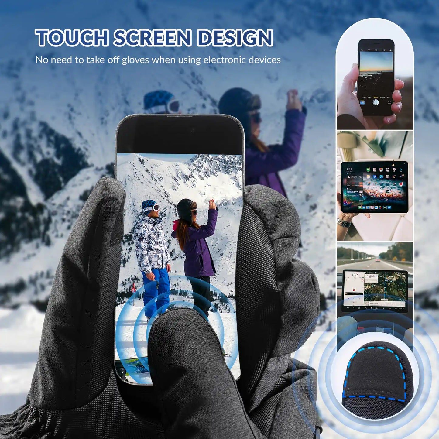 Gloves with touch screen design for using electronic devices in cold weather