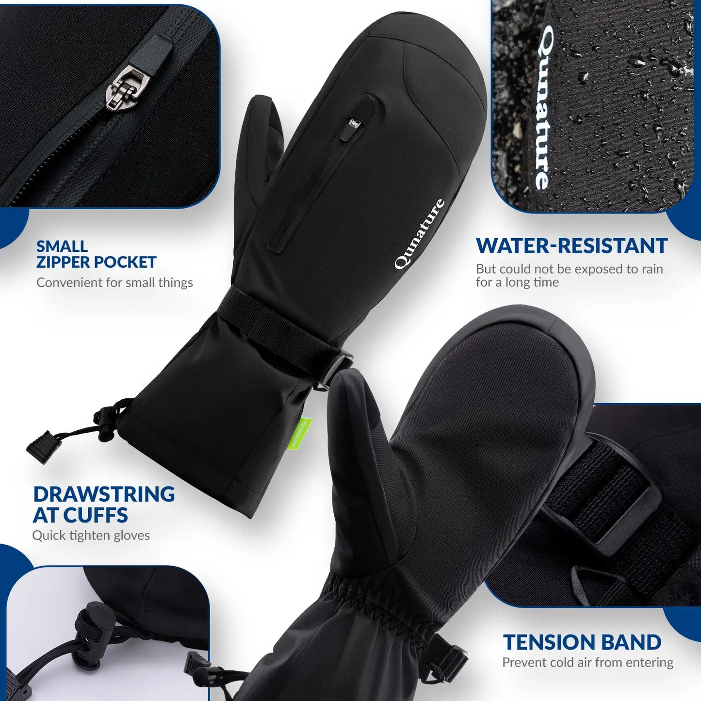 Black gloves with features highlighted on a white background