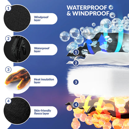 Purple and green socks with orange fuzzy leg warmers, featuring Quature branding and product details.